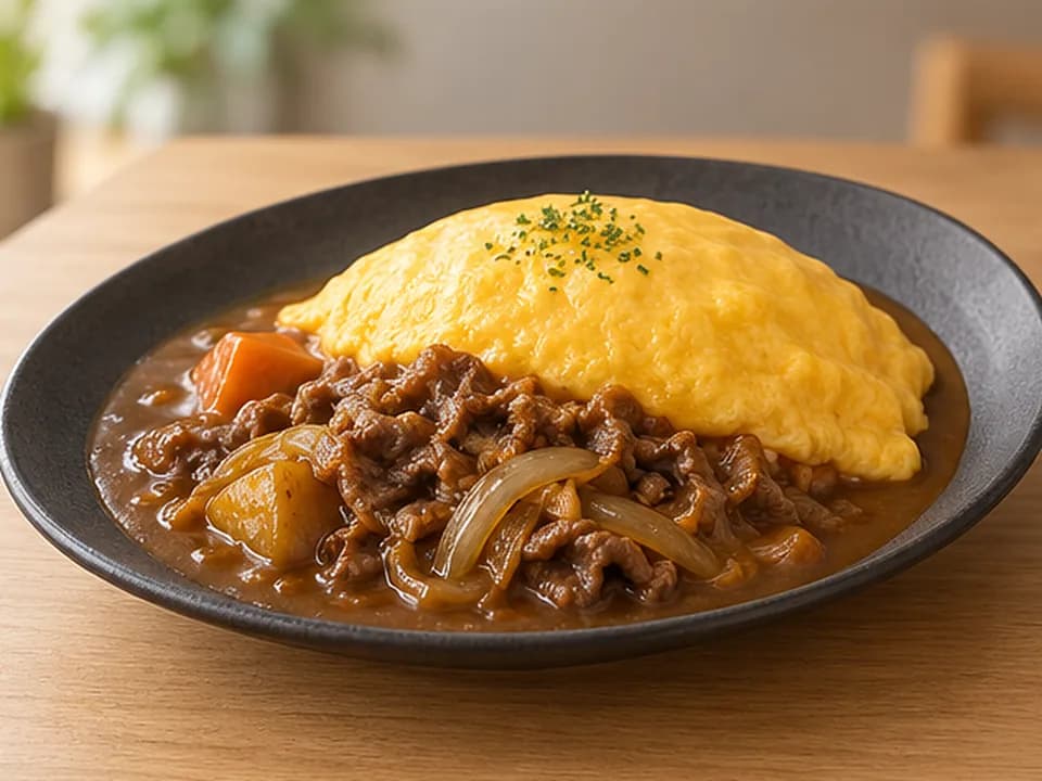 Omelette Beef Curry Rice