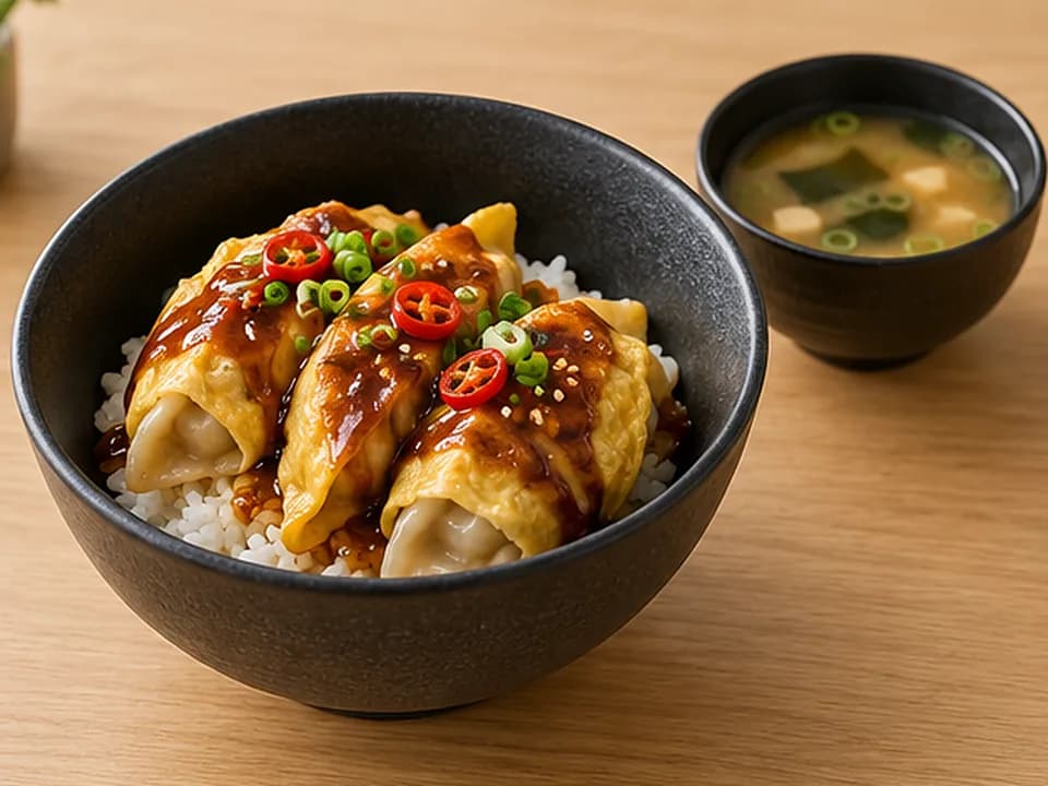 Oyaji Omu Dumpling Don - À La Carte (3 pcs) with Miso Soup