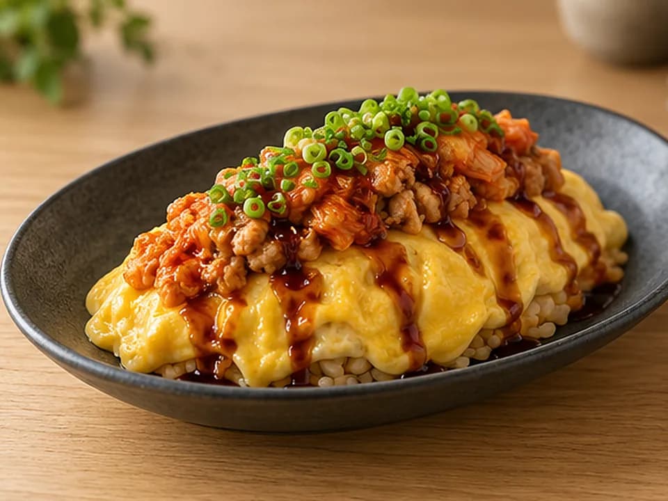 Omelette Chicken Mince Rice