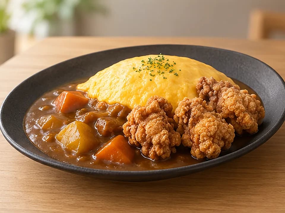 Omu Karaage Chicken Curry Rice