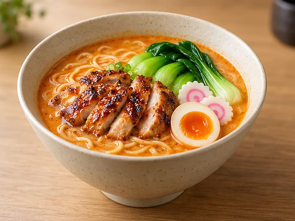 Prawn Soup Ramen with Teriyaki Chicken