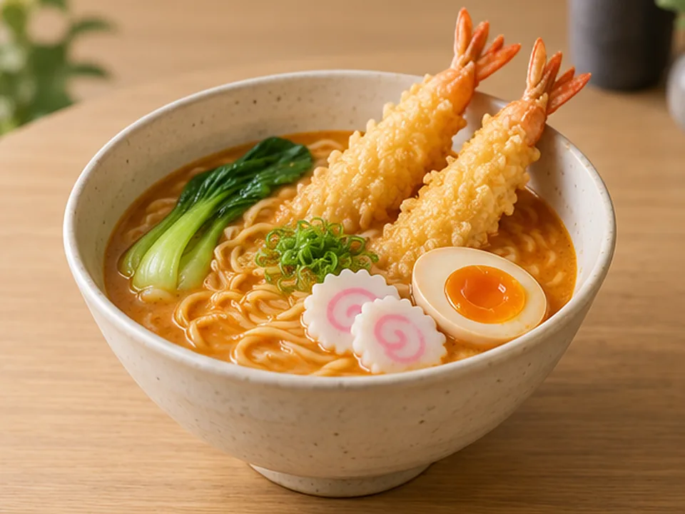Prawn Soup Ramen with Tempura Prawns